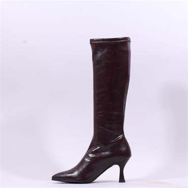 Miss Elastic Pointed High Heel Knee High - Burgundy